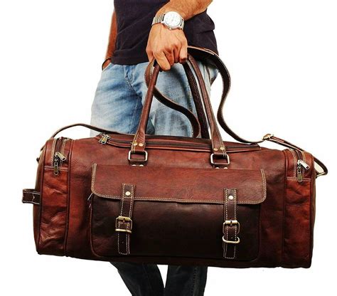 leather duffle overnight bag